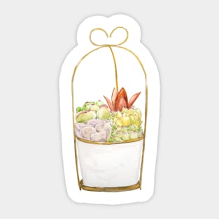 botanical succulent in a golden rack watercolor 2 Sticker